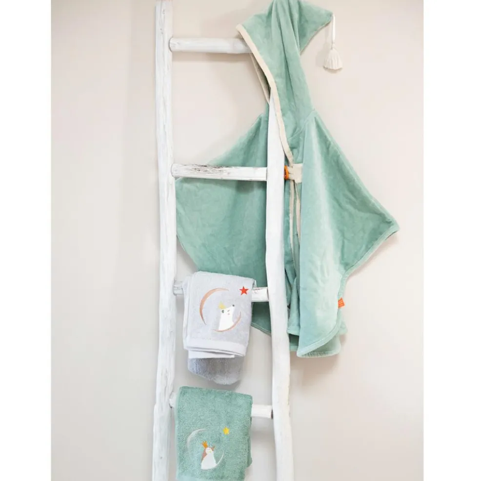 Cape de bain vert pingouin personnalisable (0-5 ans)