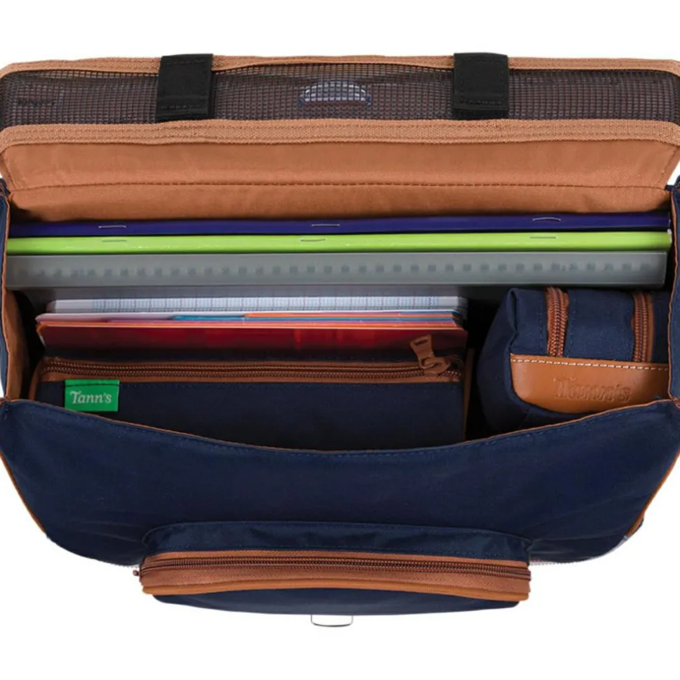 Cartable maternelle Les Fantaisies Faustine bleu-moutarde (35 cm)