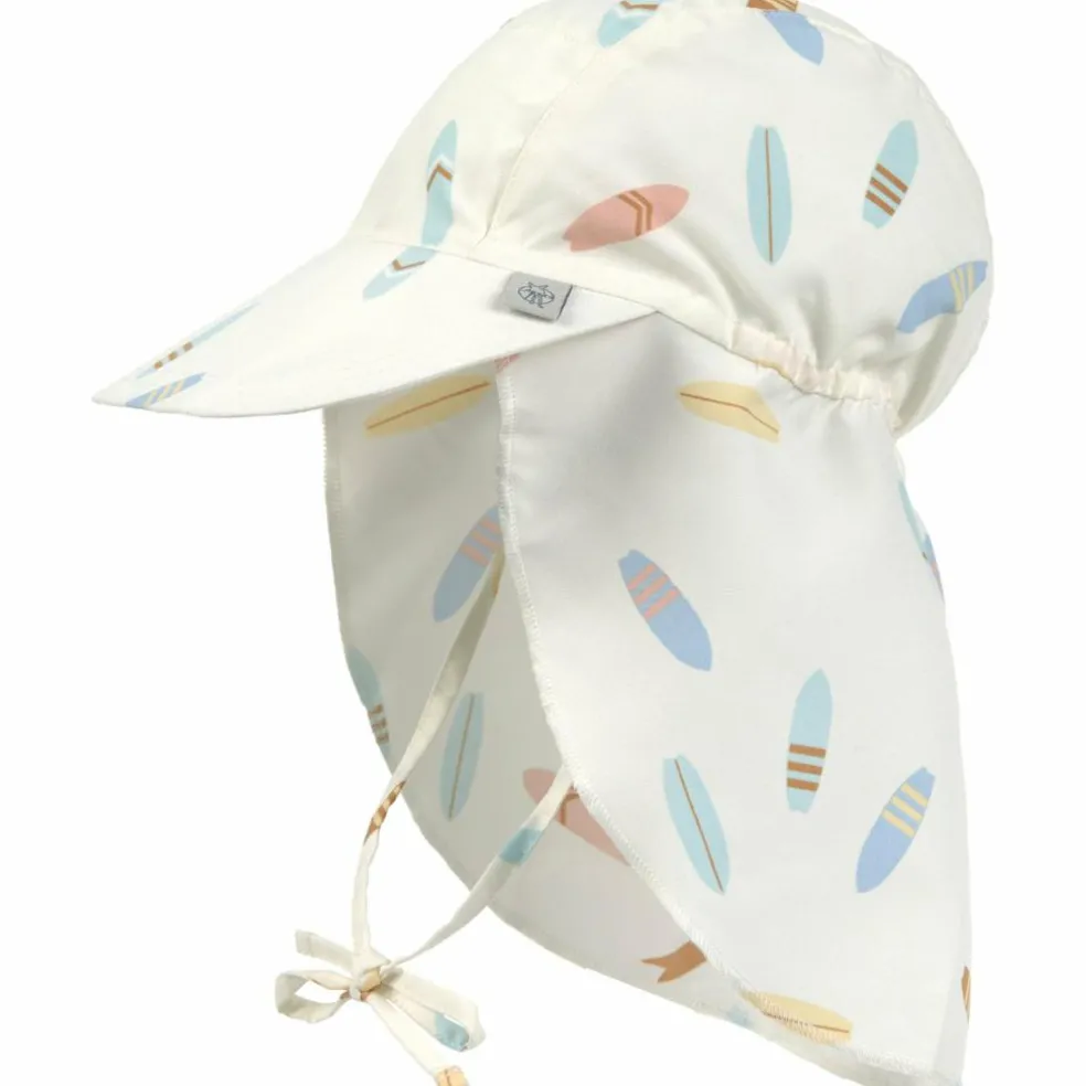 Casquette protège nuque anti-UV Planches de surf écru (03-06 mois)