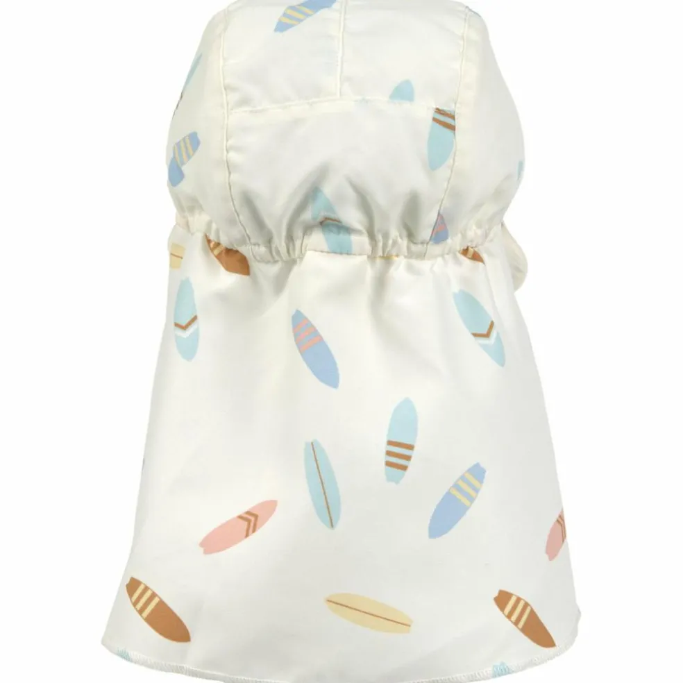 Casquette protège nuque anti-UV Planches de surf écru (03-06 mois)