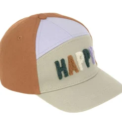 Casquette visière courbée Happy kaki clair-caramel (1-2 ans)