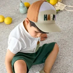 Casquette visière courbée Happy kaki clair-caramel (1-2 ans)