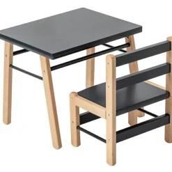 Chaise basse en bois Louise hybride anthracite