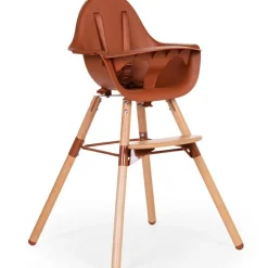 Chaise haute en bois naturel Evolu 2 terracotta + arceau