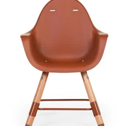 Chaise haute en bois naturel Evolu 2 terracotta + arceau