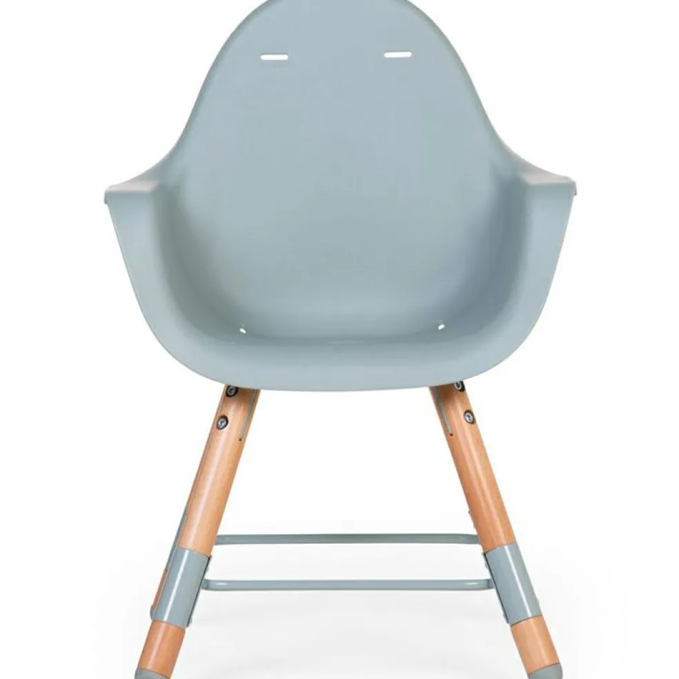 Chaise haute en bois naturel Evolu 2 menthe + arceau