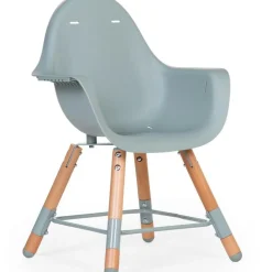 Chaise haute en bois naturel Evolu 2 menthe + arceau