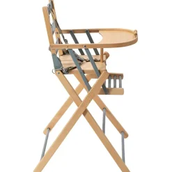 Chaise haute extra pliante Sarah hybride bleu gris