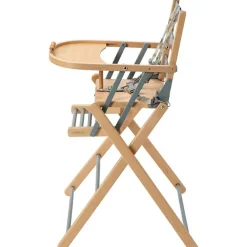 Chaise haute extra pliante Sarah hybride bleu gris