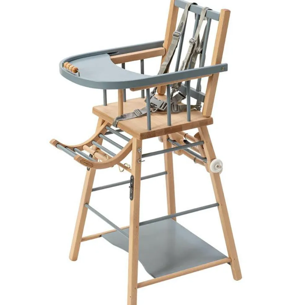 Chaise haute transformable Marcel hybride bleu gris