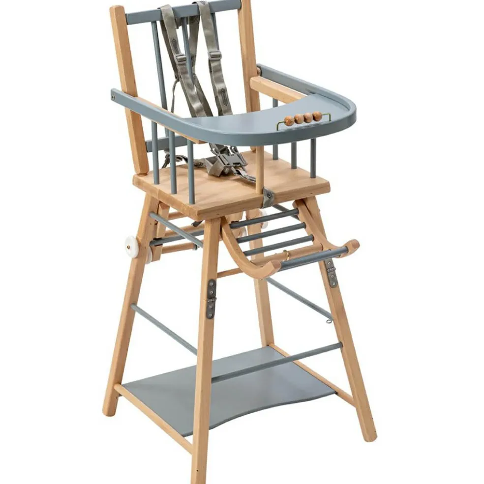 Chaise haute transformable Marcel hybride bleu gris