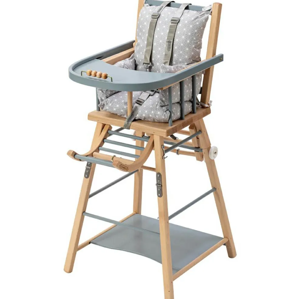 Chaise haute transformable Marcel hybride bleu gris