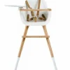 Chaise haute évolutive Ovo Luxe one avec harnais beige