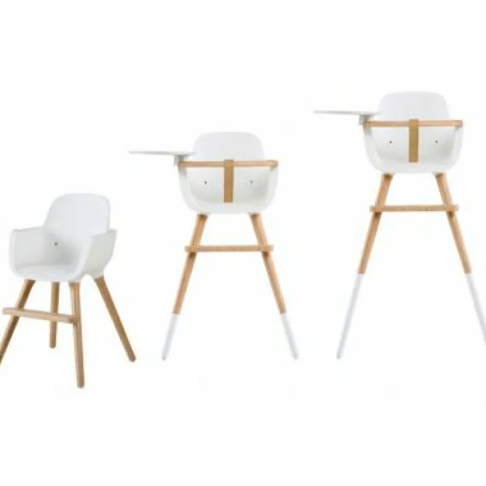 Chaise haute évolutive Ovo Luxe one avec harnais beige