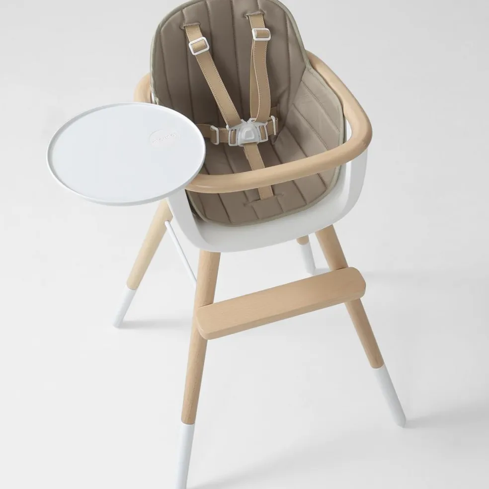 Chaise haute évolutive Ovo Luxe one avec harnais beige