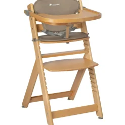 Chaise haute évolutive Timba Natural Wood avec coussin