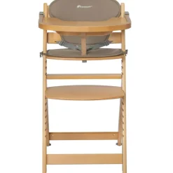 Chaise haute évolutive Timba Natural Wood avec coussin