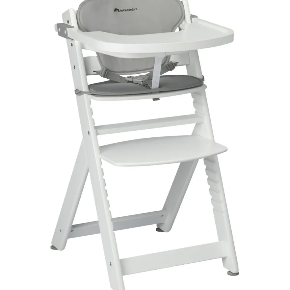 Chaise haute évolutive Timba White avec coussin