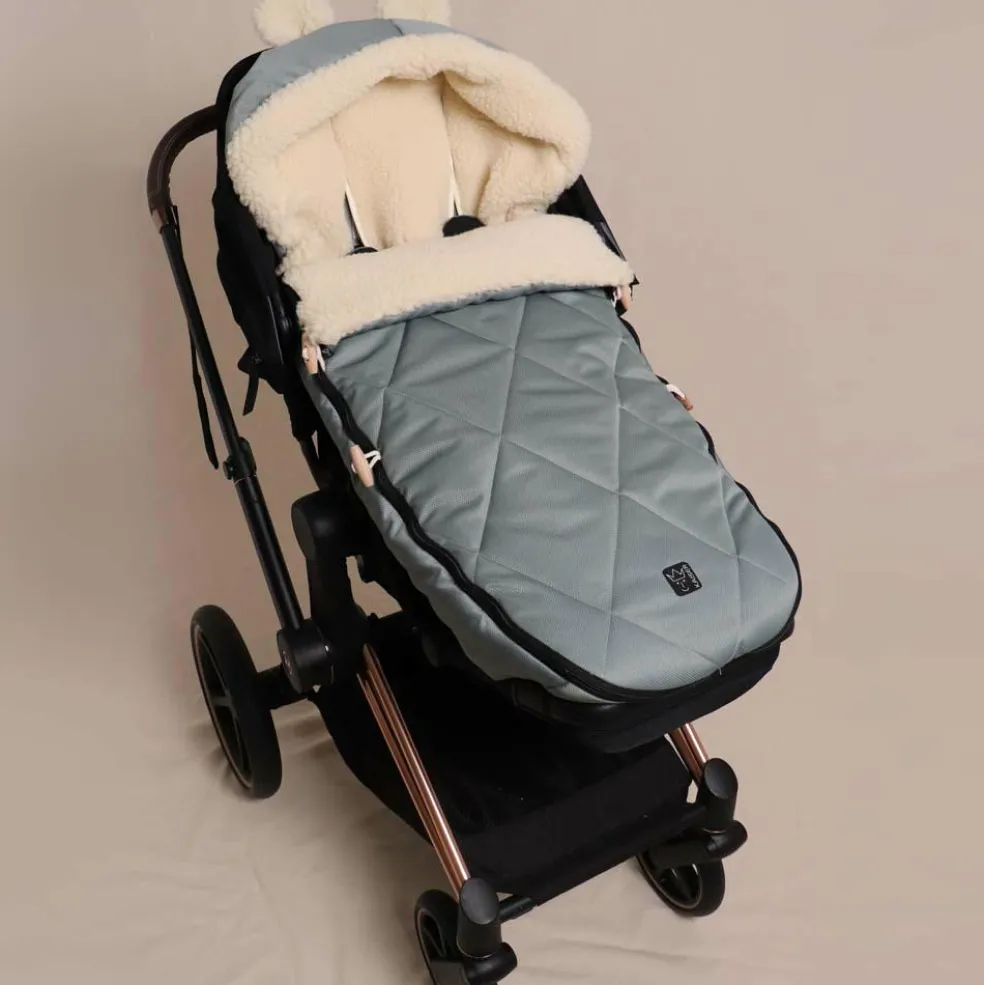 Chancelière capuche souris en laine vert (6-36 mois)