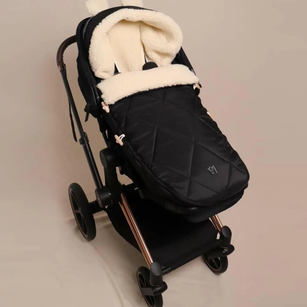 Chancelière capuche souris en laine noir (6-36 mois)