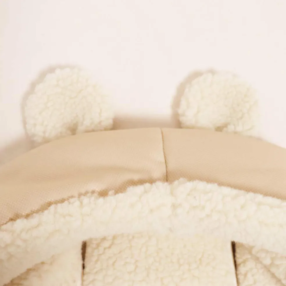 Chancelière capuche souris en laine beige (6-36 mois)