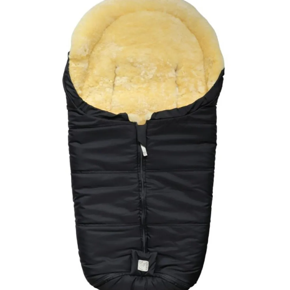 Chancelière pour siège-auto bébé en peau d'agneau NAADJA noir