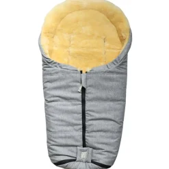 Chancelière pour siège-auto bébé en peau d'agneau NAADJA gris clair