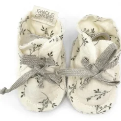 Chaussons de naissance en coton Olive Bloom (0-1 mois)
