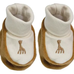 Chaussons en velours camel Sophie la girafe (0-1 mois)