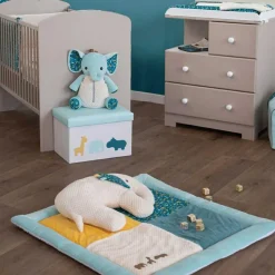 Coffre à jouets en tissu et pouf en tissu Zanimo