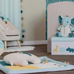 Coffre à jouets en tissu et pouf en tissu Zanimo