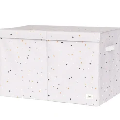 Coffre à jouets en tissu recyclé Terrazzo gris clair