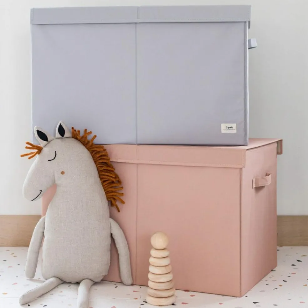 Coffre à jouets en tissu recyclé Uni gris clair
