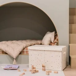 Coffre à jouets en tissu recyclé Terrazzo crème