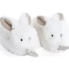 Coffret chaussons de naissance lapin hochet beige (taille 16-18)