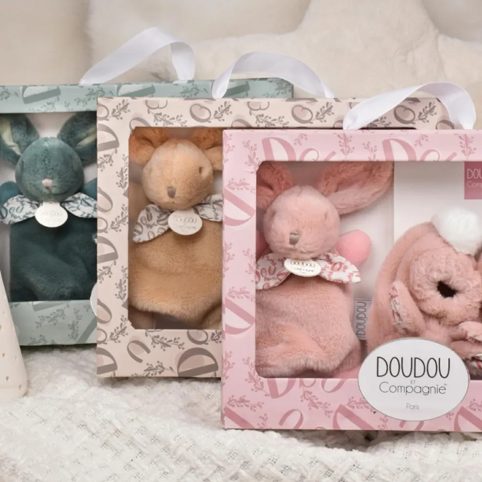 Coffret Chaussons et Doudou Rose Lapin Doudou