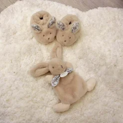 Coffret Chaussons et Doudou Beige Lapin Doudou