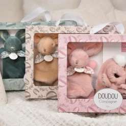 Coffret Chaussons et Doudou Beige Lapin Doudou