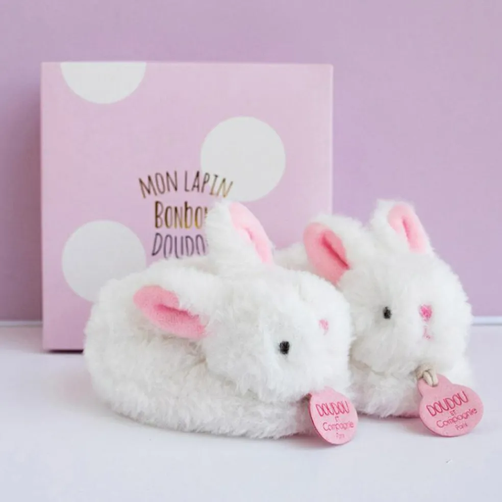 Coffret chaussons hochet Mon tout petit lapin rose (0-6 mois)