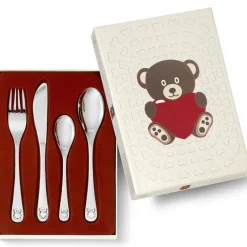 Coffret couverts Ours avec coeur personnalisable (4 pièces)