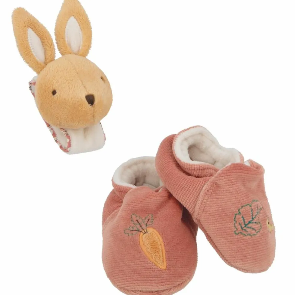 Coffret de naissance chaussons et bracelet sonore Lapin