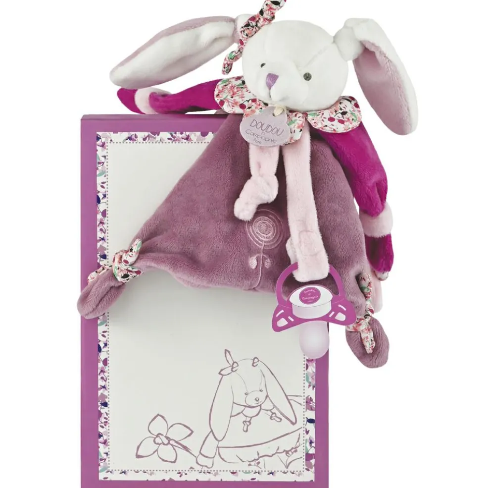 Coffret doudou attache sucette lapin Cerise