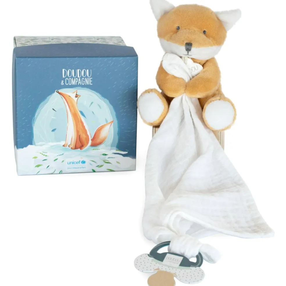 Coffret doudou attache sucette Renard UNICEF