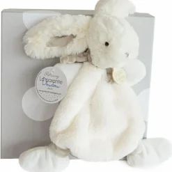 Coffret doudou plat gris Mon tout petit Lapin Bonbon (26 cm)