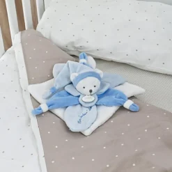 Coffret doudou pétale J'aime mon doudou ours bleu (24 cm)