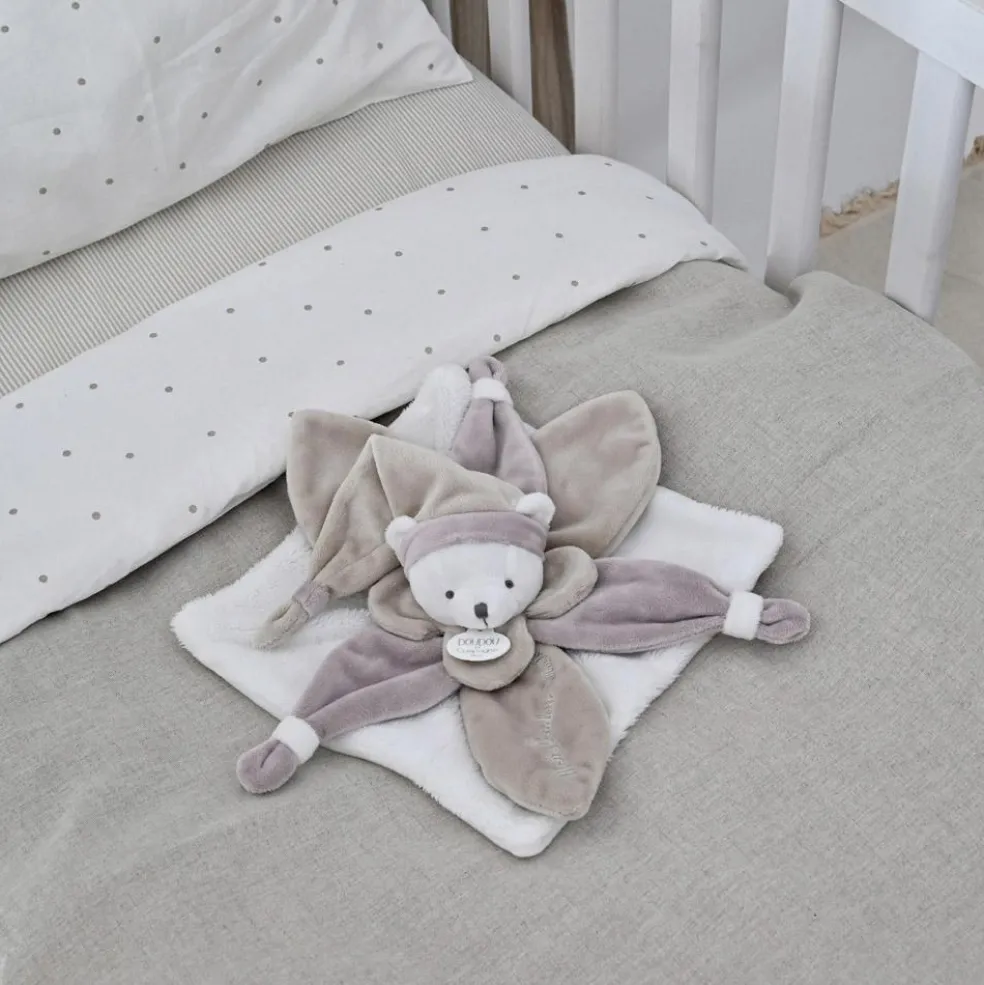 Coffret doudou pétale J'aime mon doudou ours beige (24 cm)