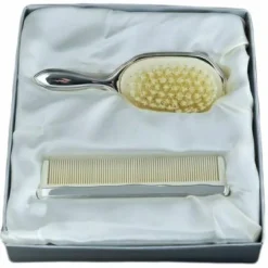 Coffret peigne et brosse à cheveux Filets (métal argenté)