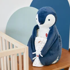 Coffret peluche Manchot bleu et lange d'emmaillotage