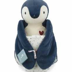 Coffret peluche Manchot bleu et lange d'emmaillotage