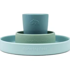 Coffret repas en silicone Happy clouds bleu (3 pièces)